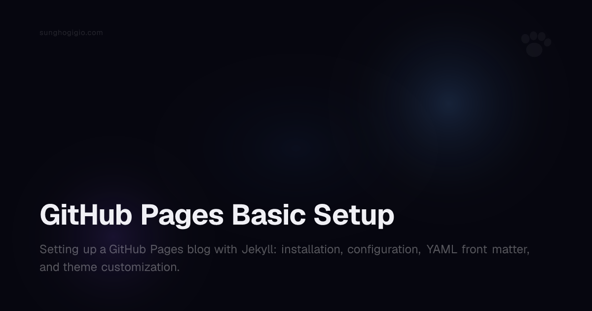GitHub Pages Basic Setup - Sungho Park